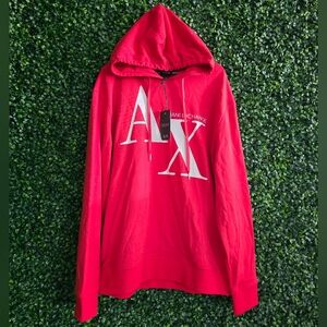 Armani Excellent Men's Classic Red/White Sweatshirt Hoodie Size M